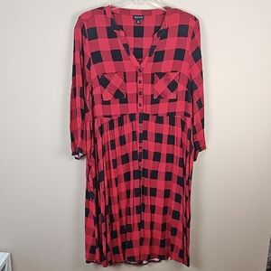 Torrid Red and Black Checkered V-Neck Dress